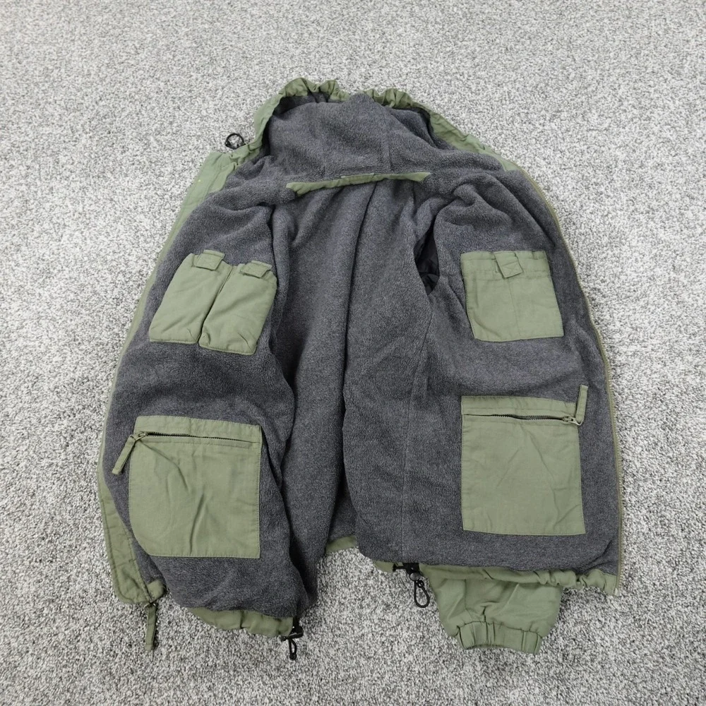Duluth Jacket Mens M Green Fleece Lined Zip Windbreaker Bomber Coat Utility Work